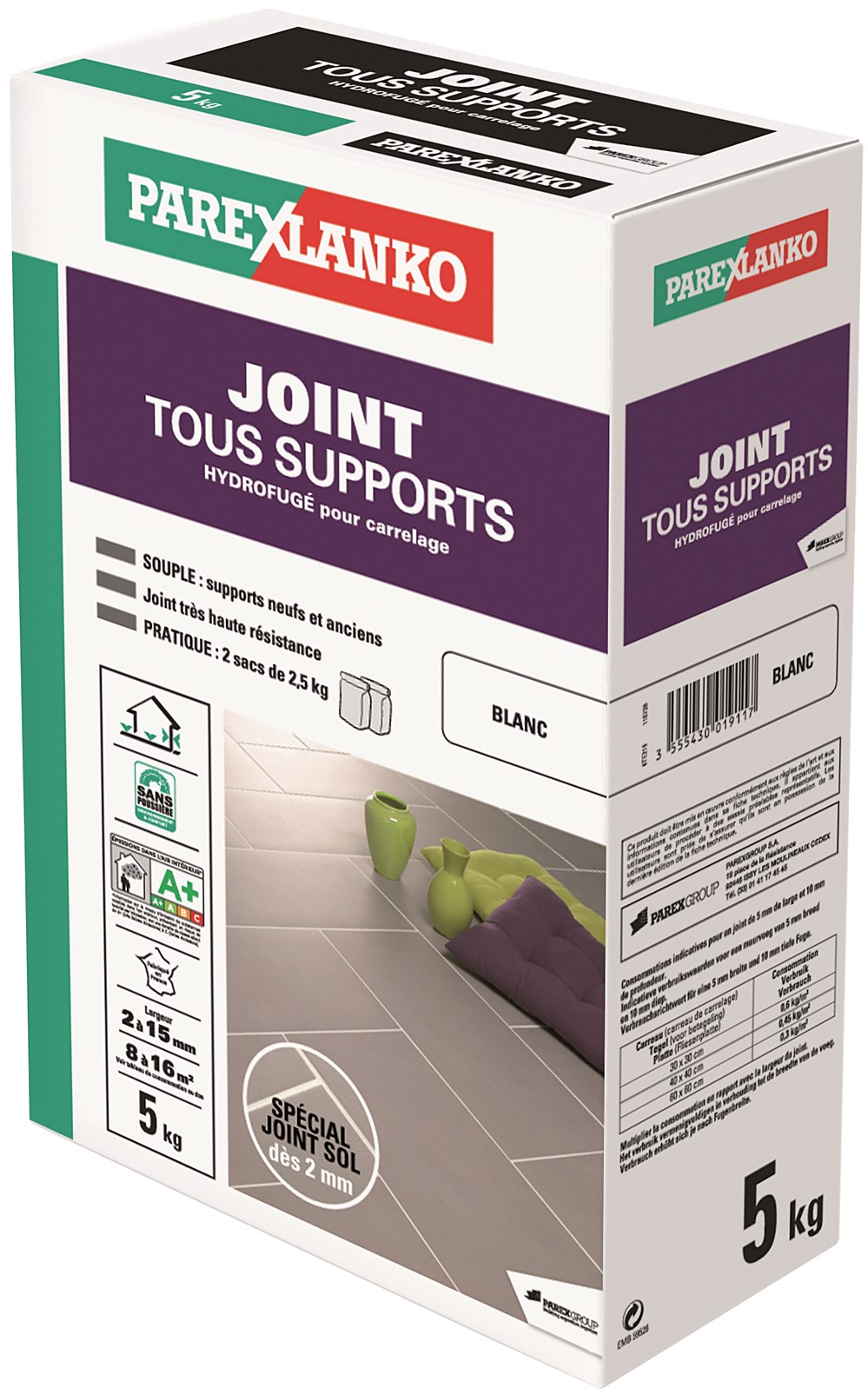 Joint de carrelage tous supports blanc - PAREXLANKO